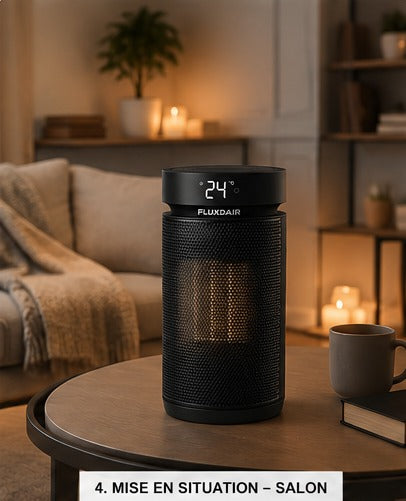 Chauffage compact FLUXDAIR posé dans un salon