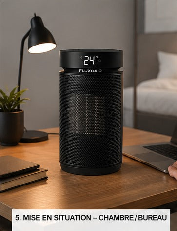 Chauffage compact FLUXDAIR sur un bureau